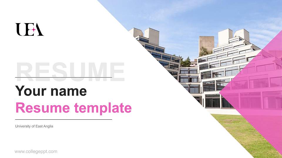 University of East Anglia Resume PPT Template16:9 ratio PPT effect preview image