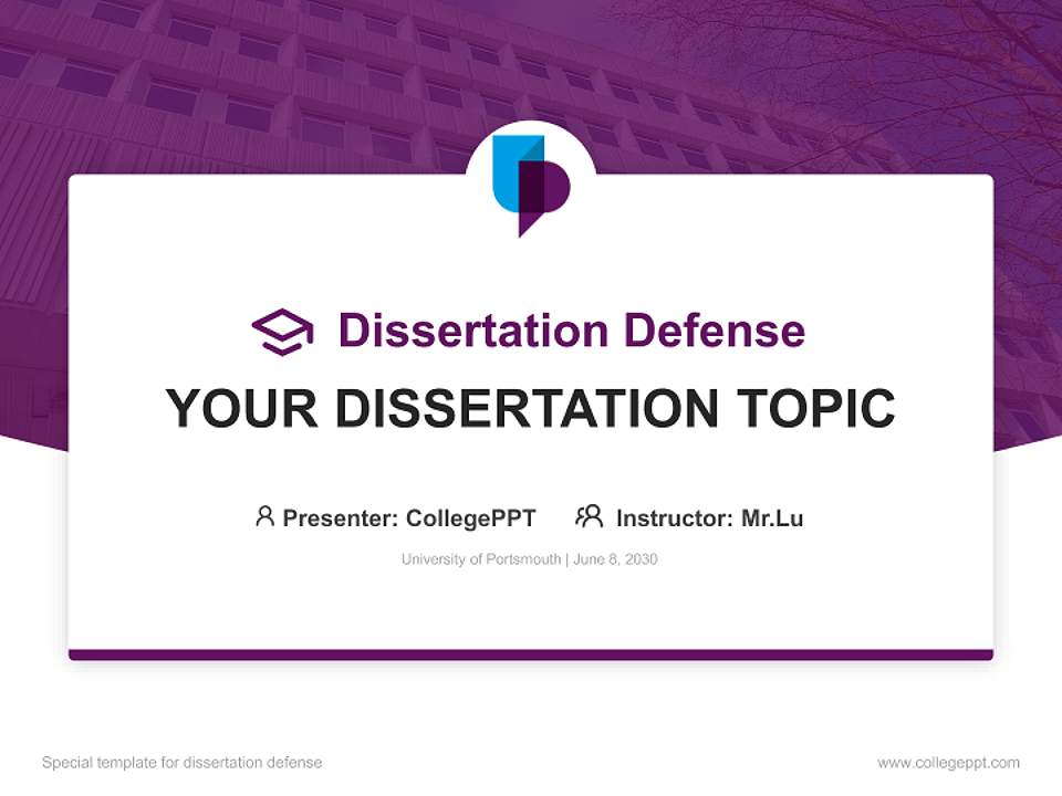 University of Portsmouth Graduation Thesis Defense PPT Template4:3 ratio PPT effect preview image7