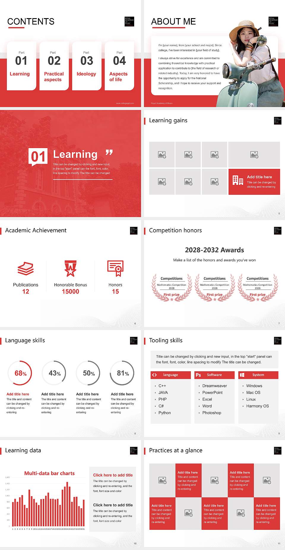Royal Academy of Music National Scholarship Defense PPT Template4:3 ratio PPT effect preview image2