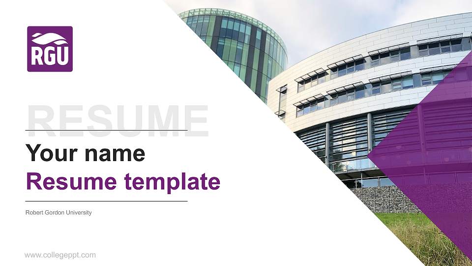 Robert Gordon University Resume PPT Template16:9 ratio PPT effect preview image