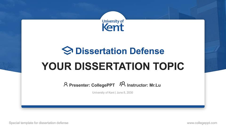 University of Kent Graduation Thesis Defense PPT Template16:9 ratio PPT effect preview image