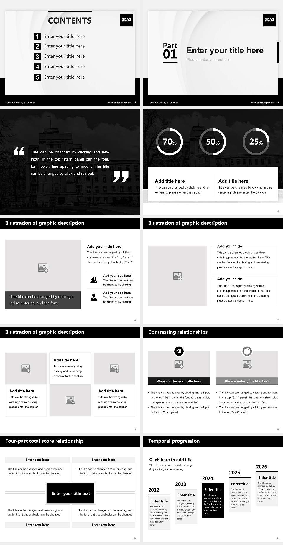 SOAS University of London Thesis Proposal/Graduation Defense PPT Template4:3 ratio PPT effect preview image2