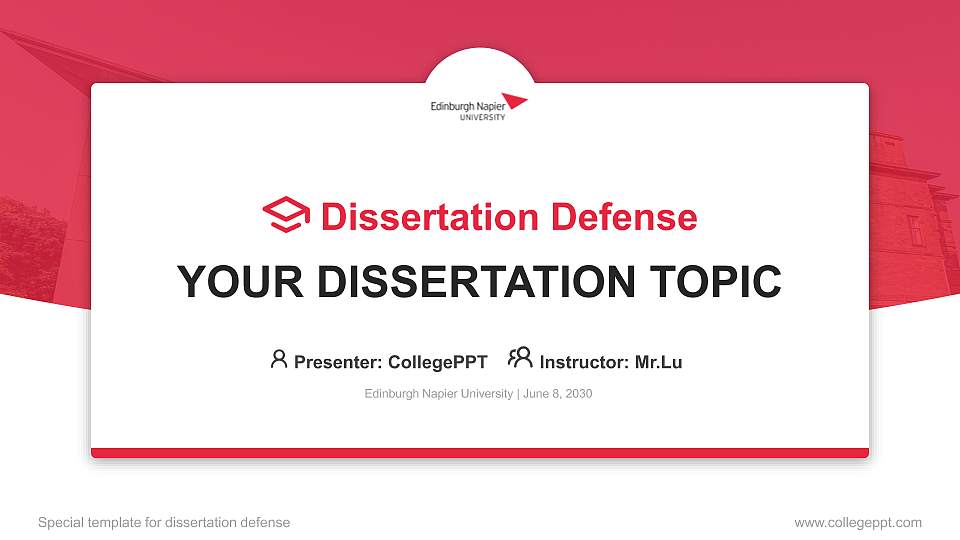 Edinburgh Napier University Graduation Thesis Defense PPT Template16:9 ratio PPT effect preview image