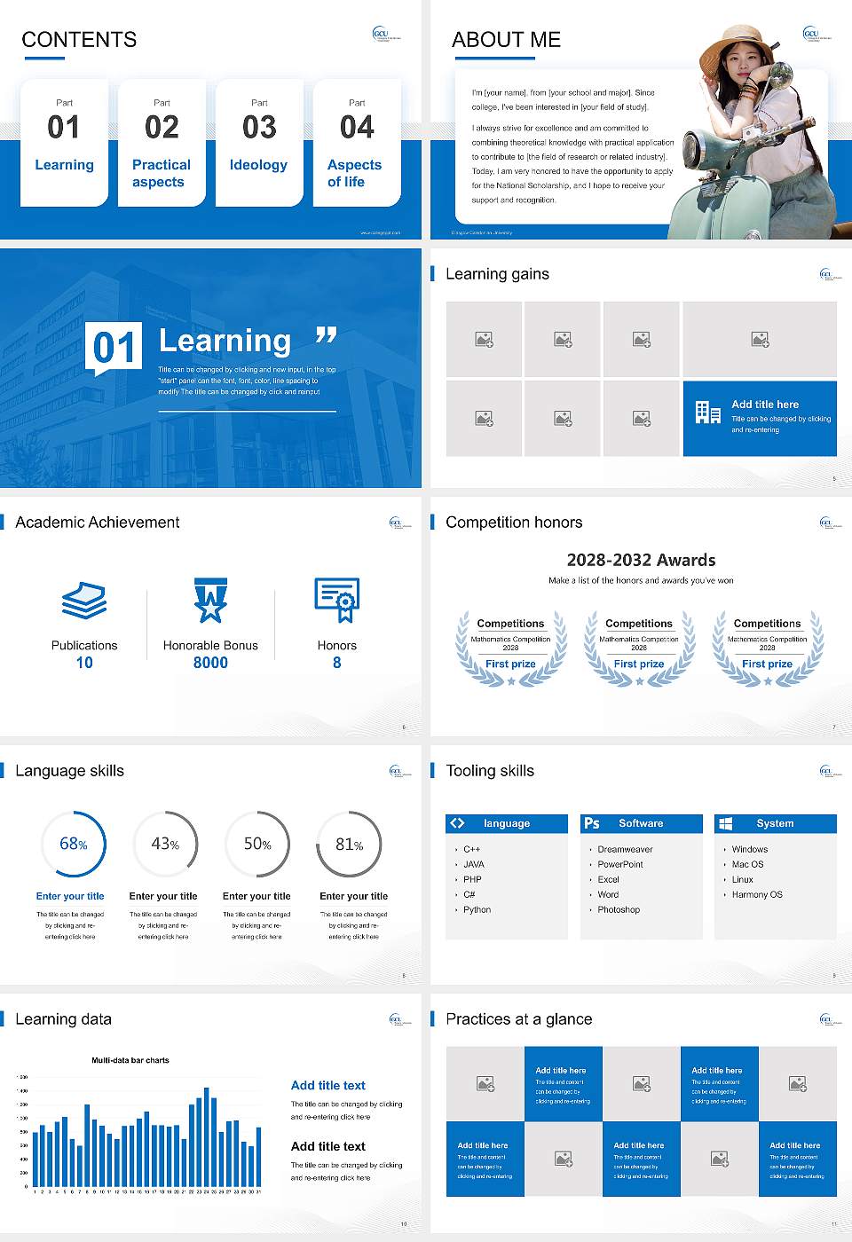 Glasgow Caledonian University National Scholarship Defense PPT Template16:9 ratio PPT effect preview image2
