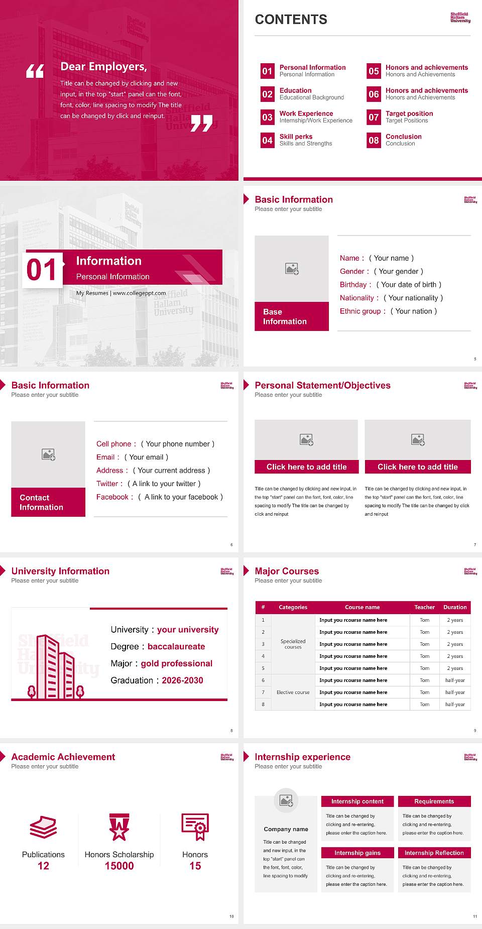 Sheffield Hallam University Resume PPT Template4:3 ratio PPT effect preview image2