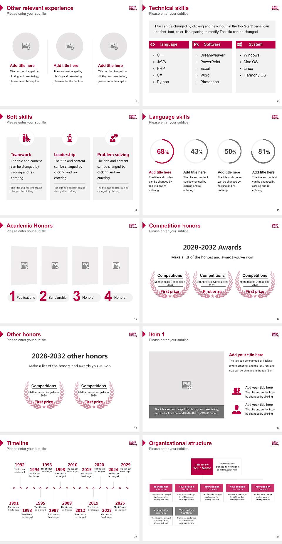 Sheffield Hallam University Resume PPT Template4:3 ratio PPT effect preview image3