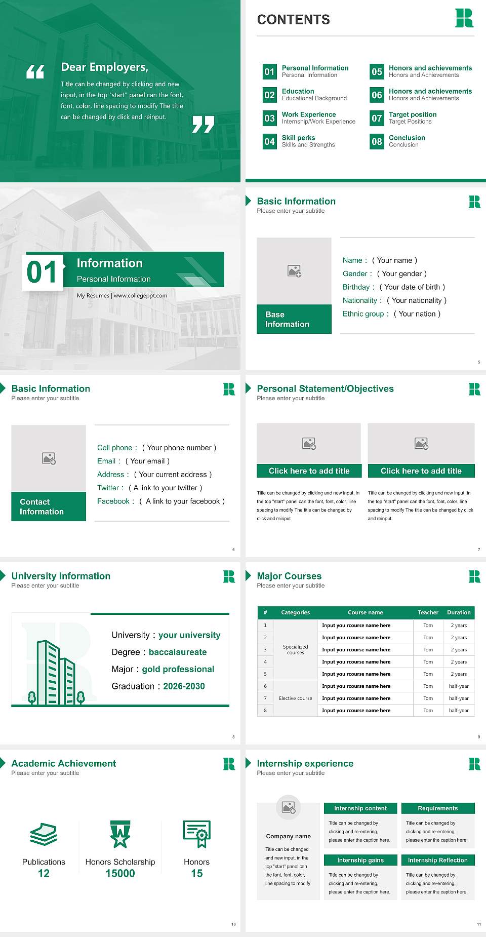Roehampton University Resume PPT Template4:3 ratio PPT effect preview image2