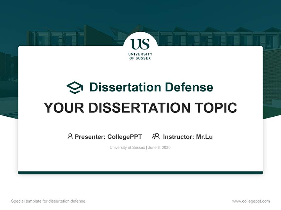 University of Sussex Graduation Thesis Defense PPT Template4:3 ratio PPT effect preview image7