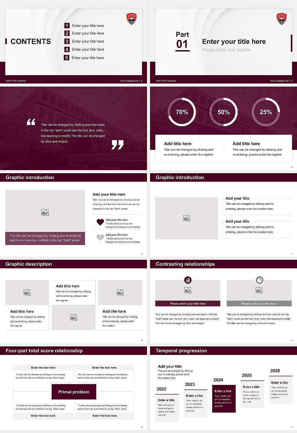 Leeds Trinity University Thesis Proposal/Graduation Defense PPT Template16:9 ratio PPT effect preview image2