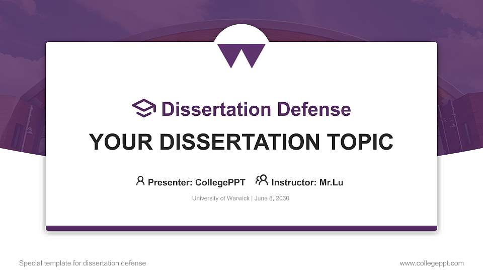 University of Warwick Graduation Thesis Defense PPT Template16:9 ratio PPT effect preview image