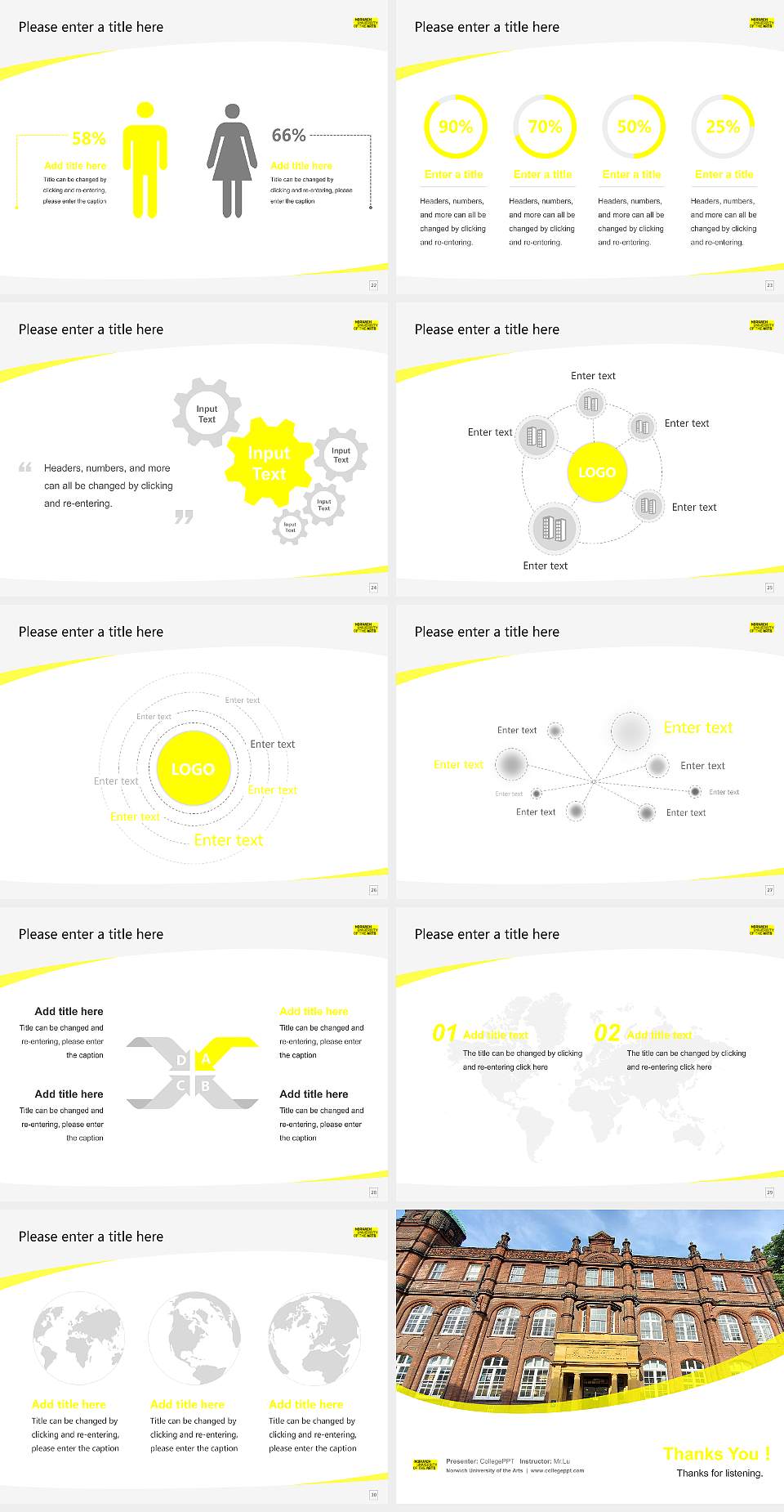 Norwich University of the Arts Course/Courseware Creation PPT Template4:3 ratio PPT effect preview image4