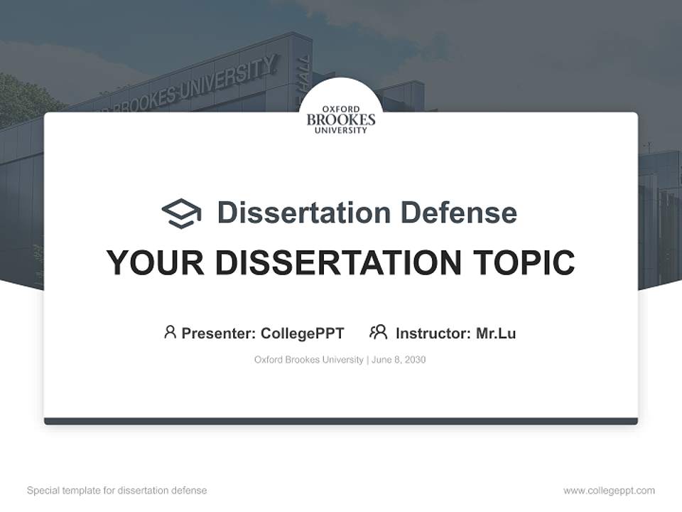 Oxford Brookes University Graduation Thesis Defense PPT Template4:3 ratio PPT effect preview image7