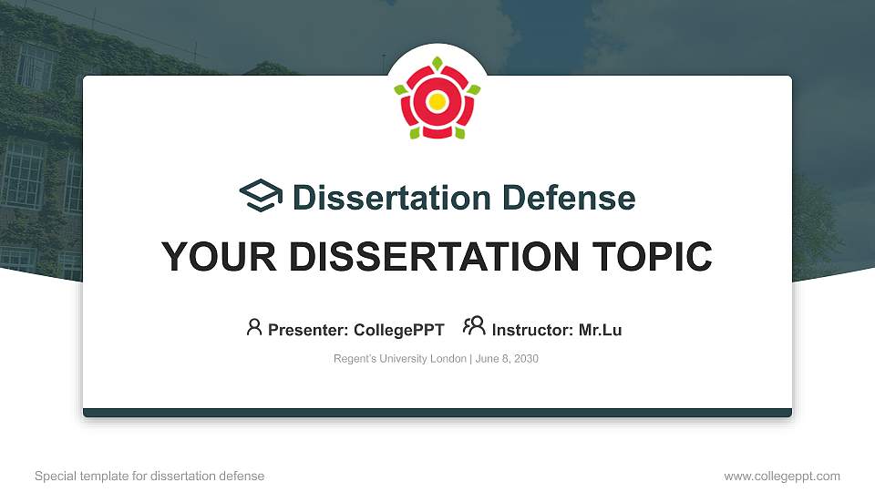Regent’s University London Graduation Thesis Defense PPT Template16:9 ratio PPT effect preview image
