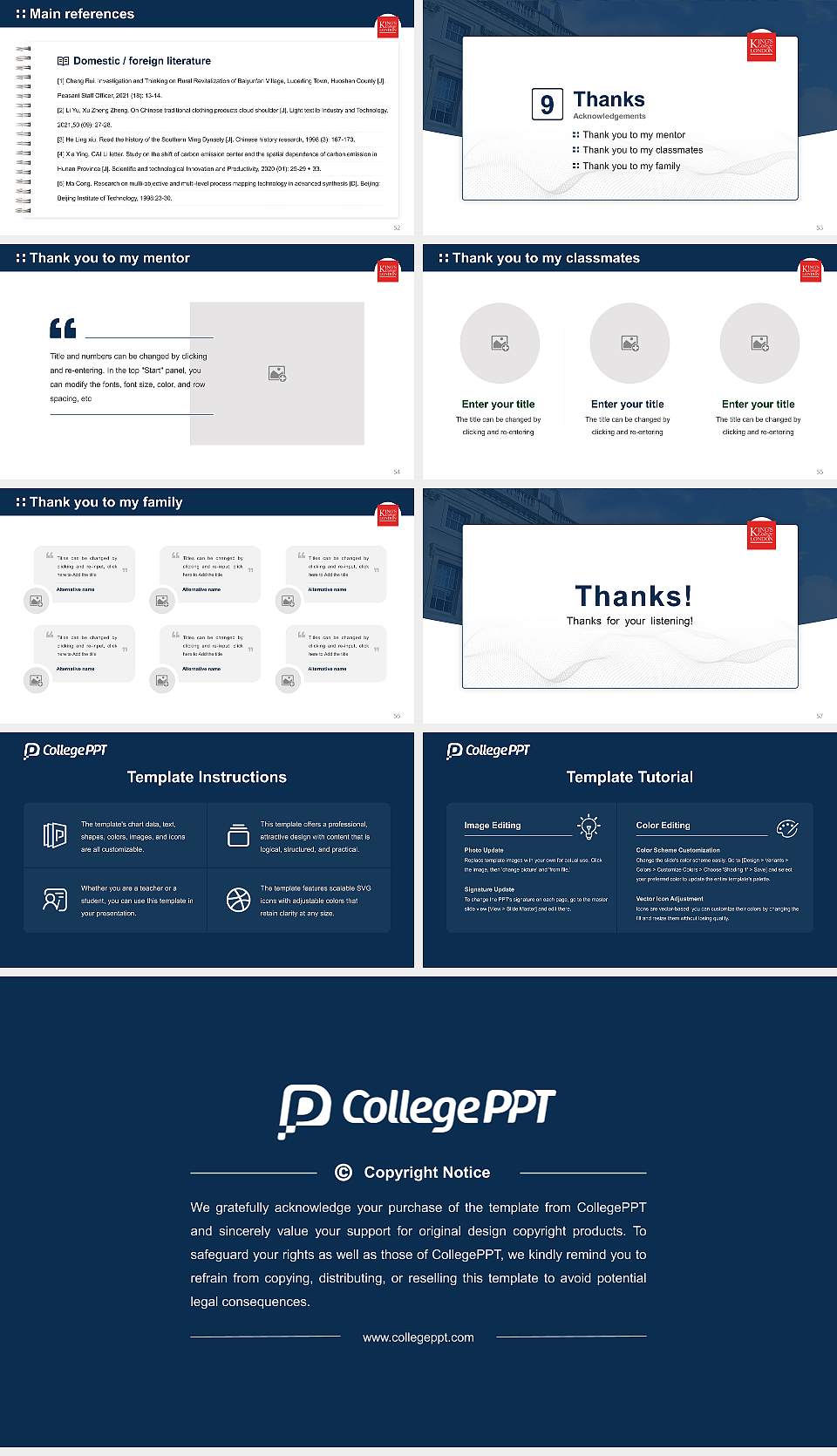King’s College London Graduation Thesis Defense PPT Template16:9 ratio PPT effect preview image7