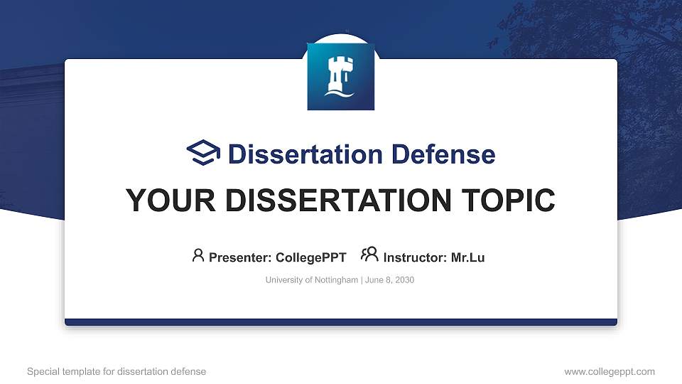 University of Nottingham Graduation Thesis Defense PPT Template16:9 ratio PPT effect preview image