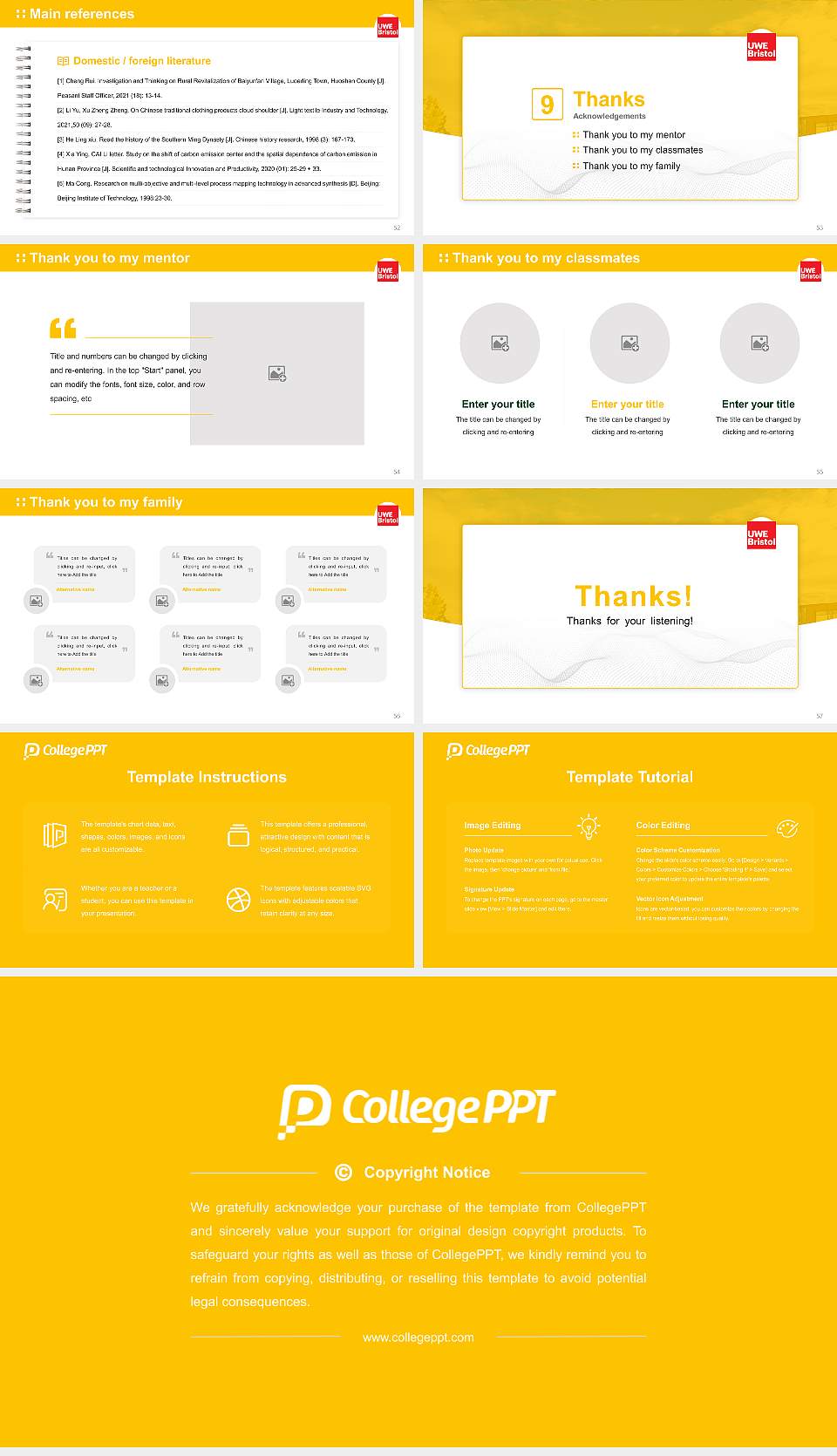University of the West of England Graduation Thesis Defense PPT Template16:9 ratio PPT effect preview image7