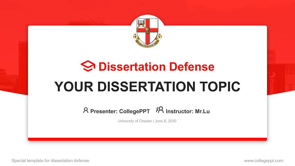 University of Chester Graduation Thesis Defense PPT Template16:9 ratio PPT effect preview image