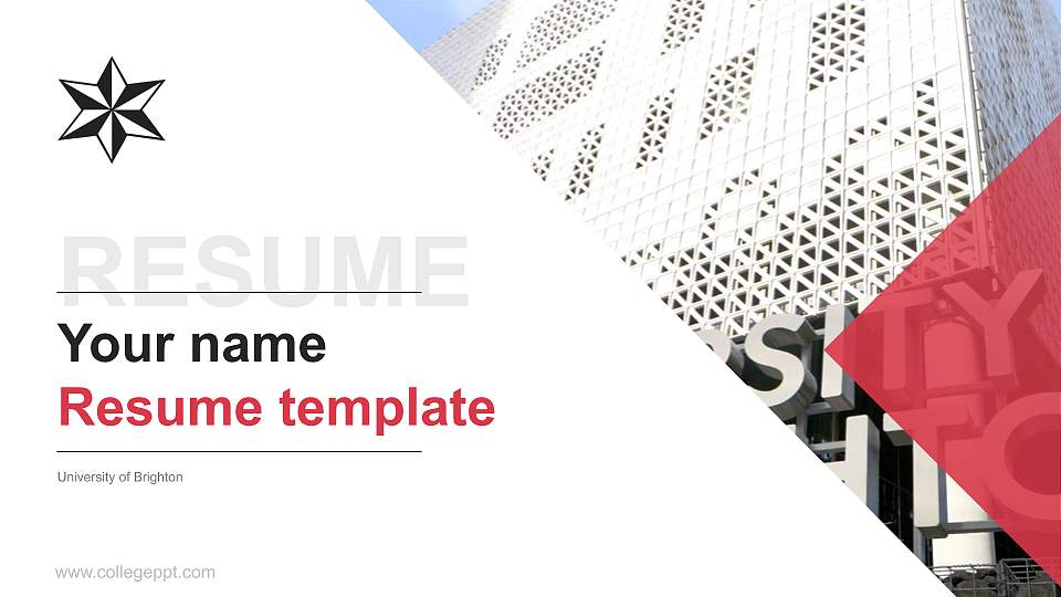 University of Brighton Resume PPT Template16:9 ratio PPT effect preview image