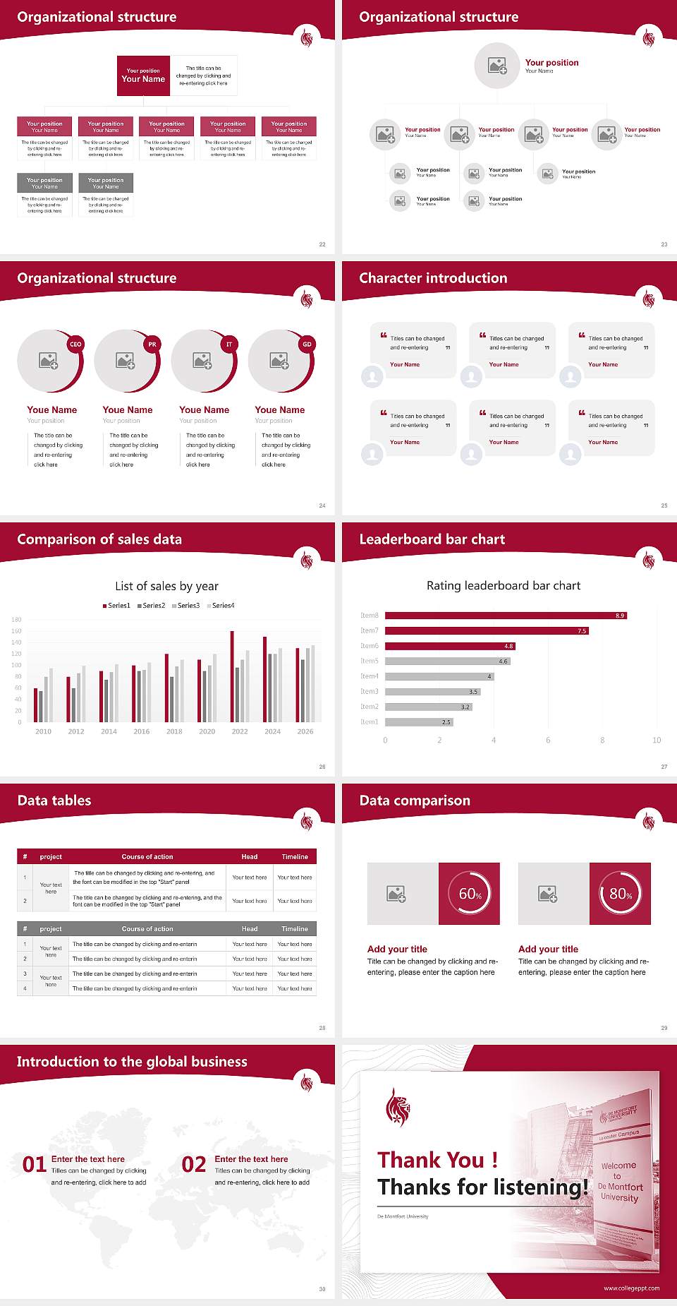 De Montfort University Academic Presentation/Research Findings Report PPT Template4:3 ratio PPT effect preview image4