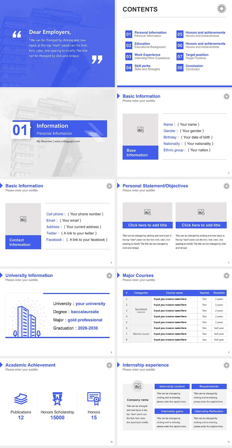 London Metropolitan University Resume PPT Template4:3 ratio PPT effect preview image2