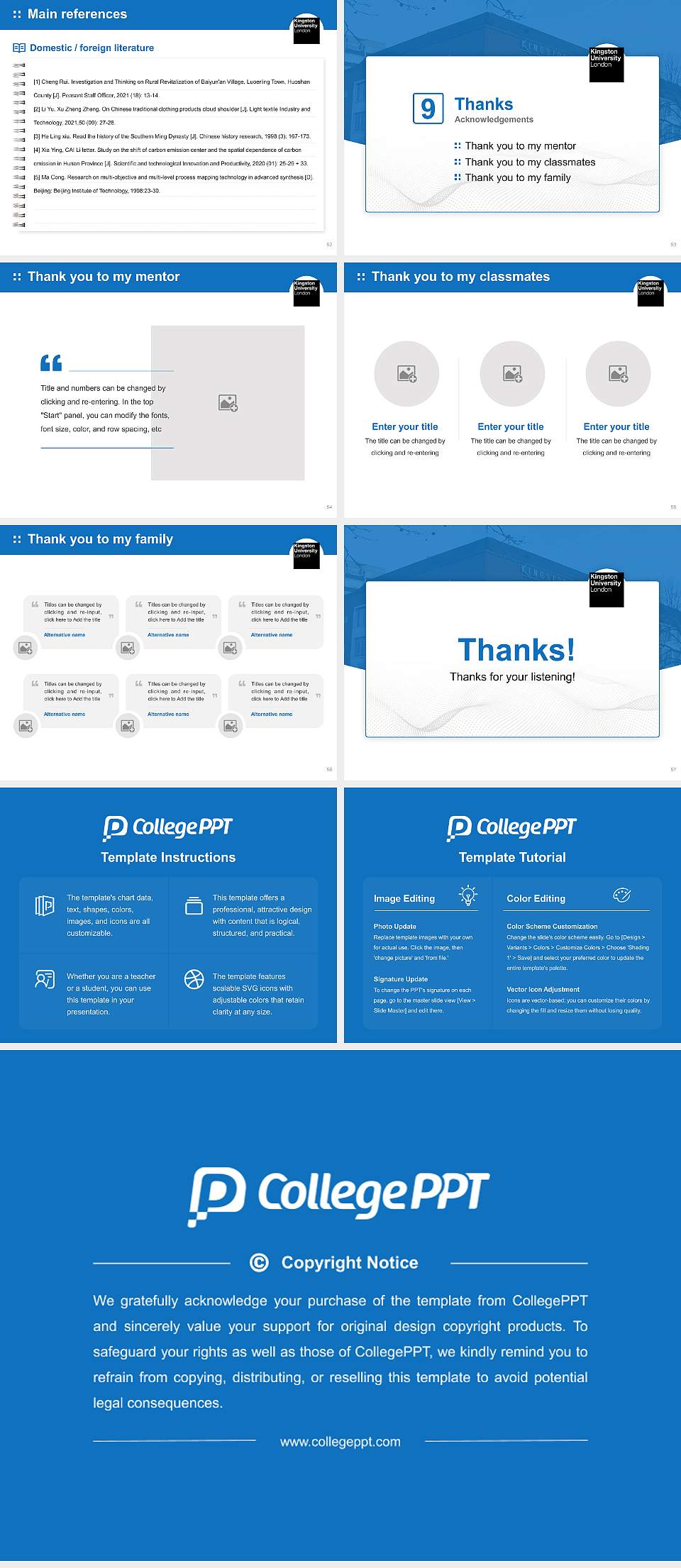Kingston University Graduation Thesis Defense PPT Template4:3 ratio PPT effect preview image7