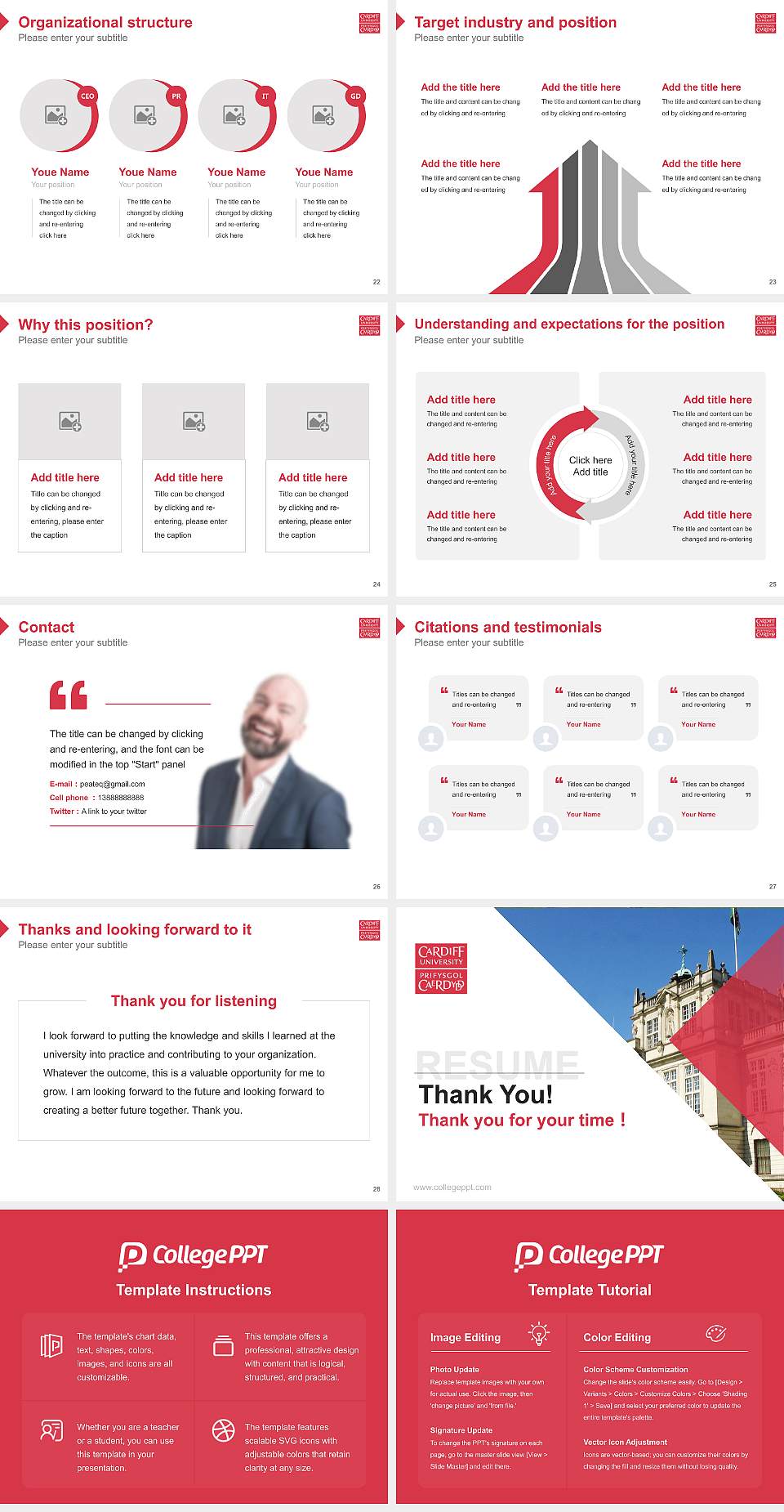Cardiff University Resume PPT Template4:3 ratio PPT effect preview image4