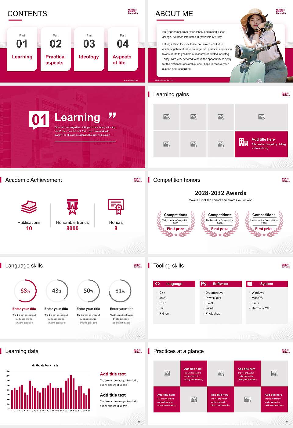 Sheffield Hallam University National Scholarship Defense PPT Template16:9 ratio PPT effect preview image2
