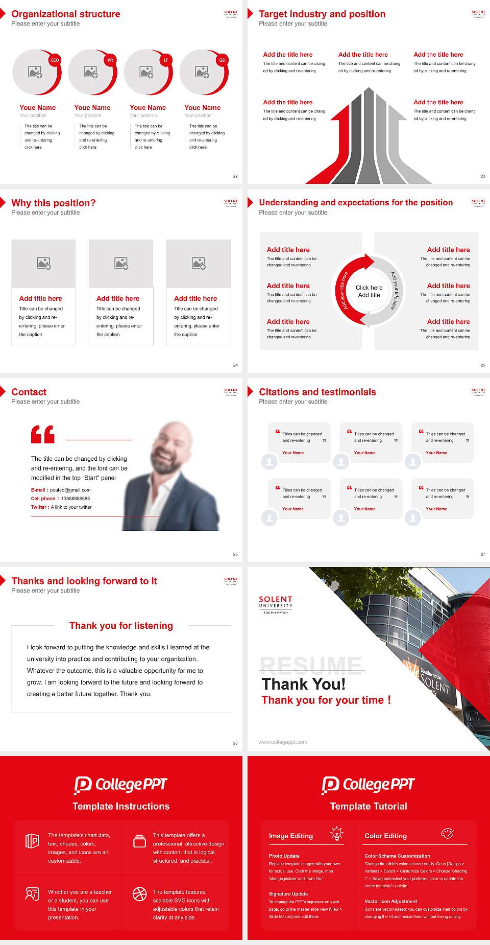 Solent University Resume PPT Template4:3 ratio PPT effect preview image4