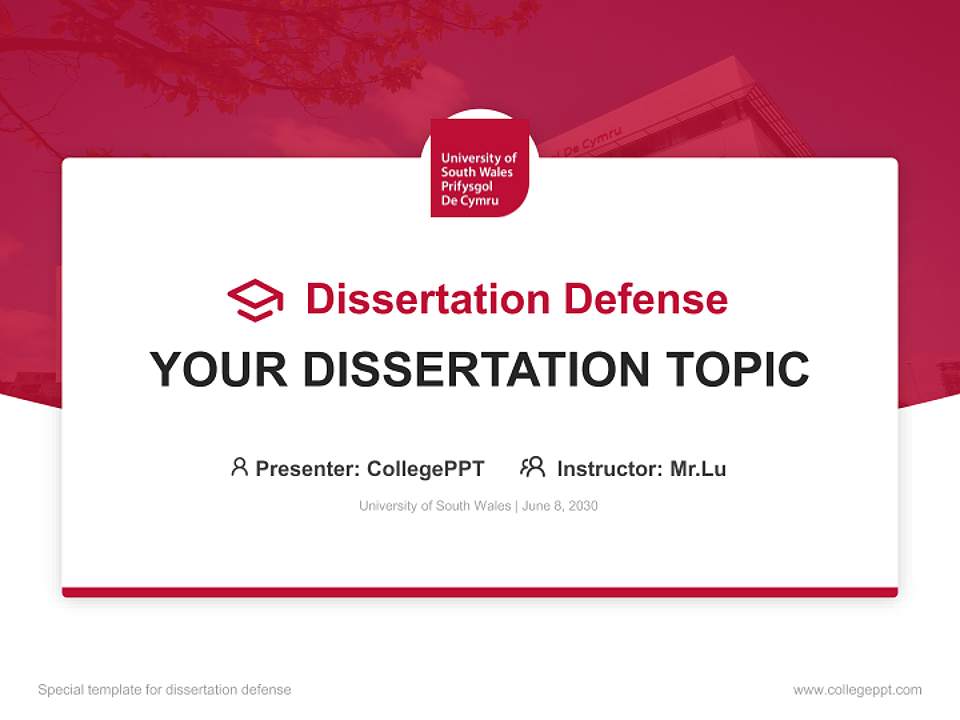 University of South Wales Graduation Thesis Defense PPT Template4:3 ratio PPT effect preview image7