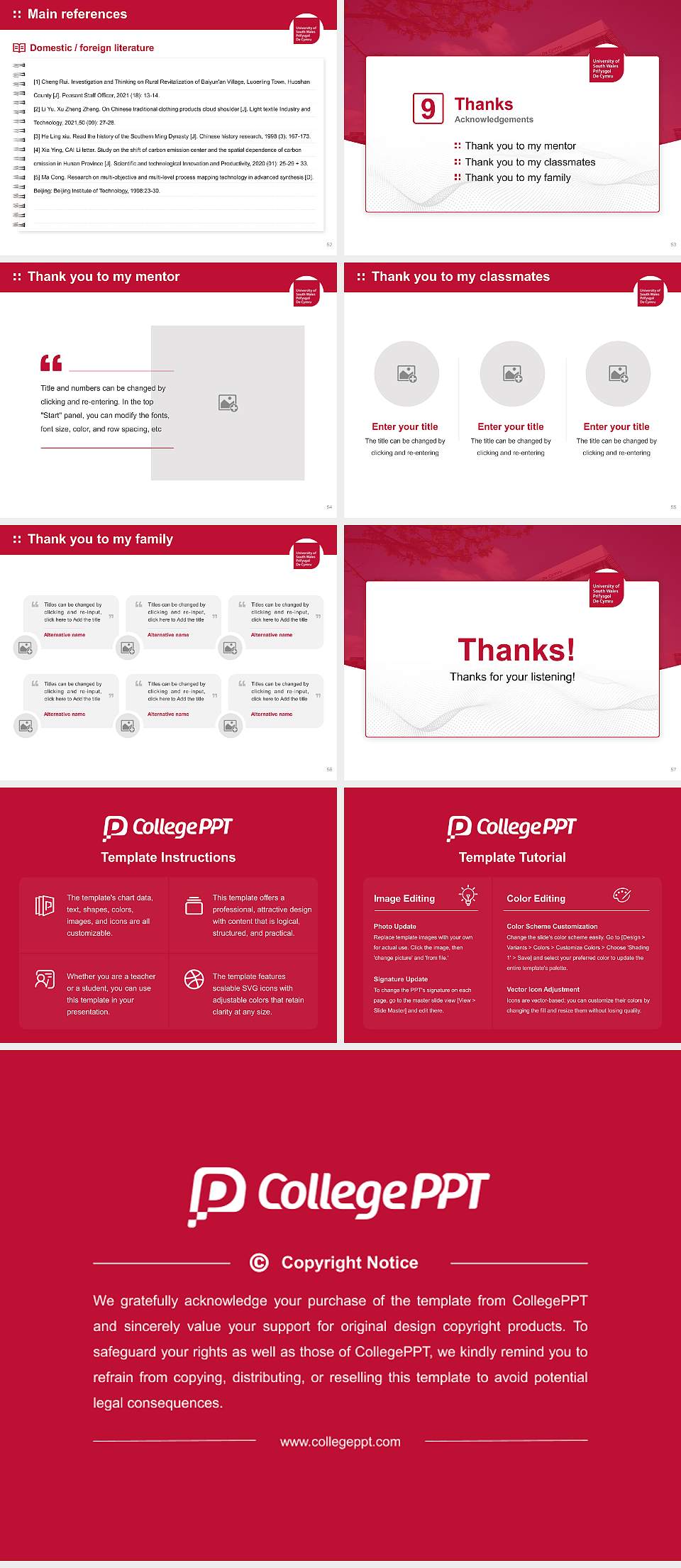 University of South Wales Graduation Thesis Defense PPT Template4:3 ratio PPT effect preview image7