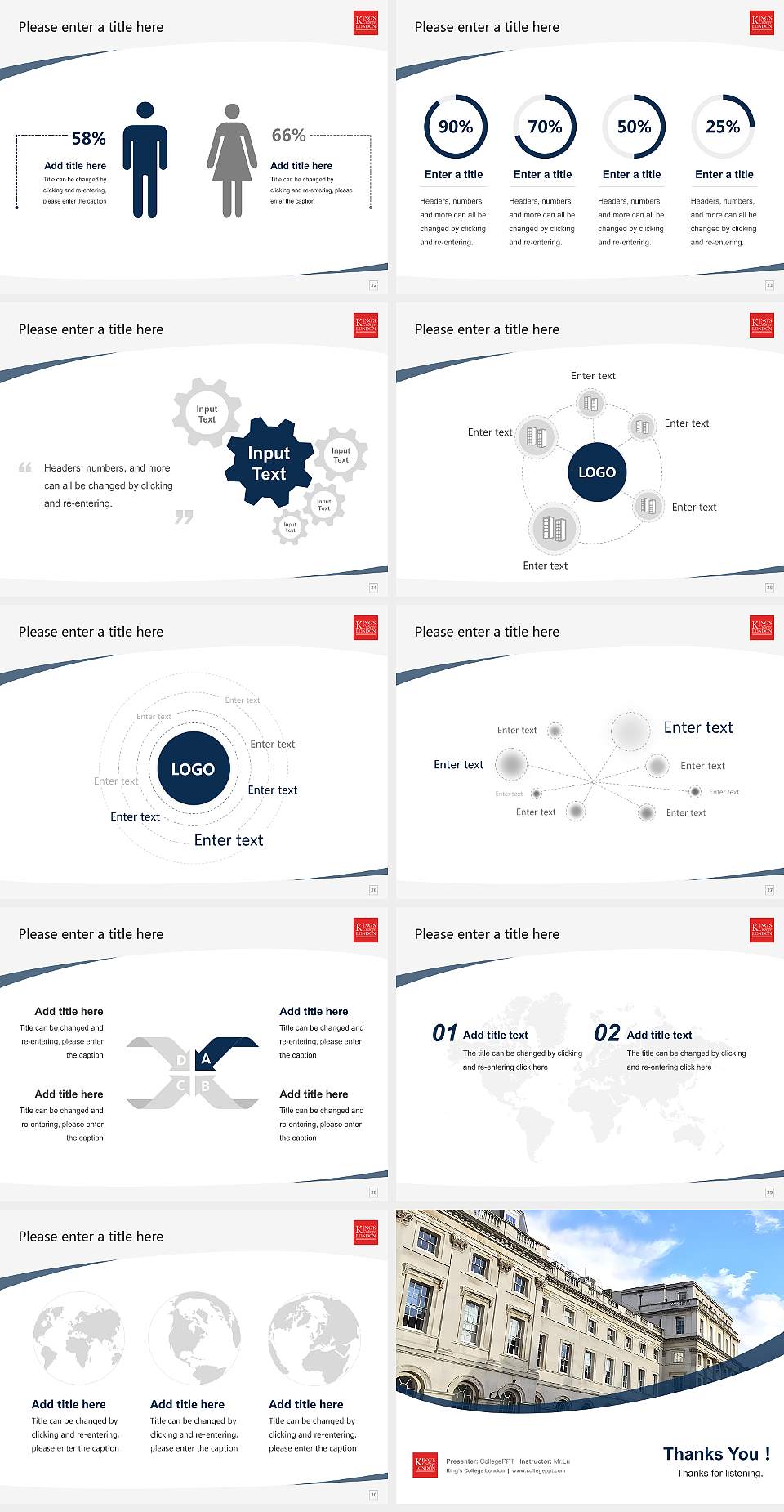 King’s College London Course/Courseware Creation PPT Template4:3 ratio PPT effect preview image4