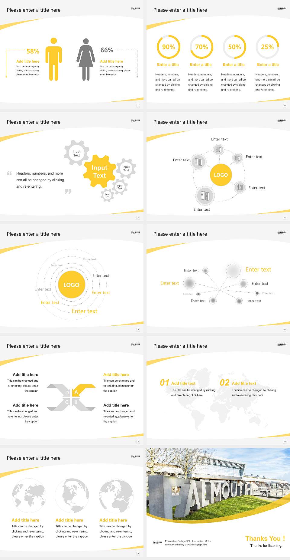Falmouth University Course/Courseware Creation PPT Template4:3 ratio PPT effect preview image4