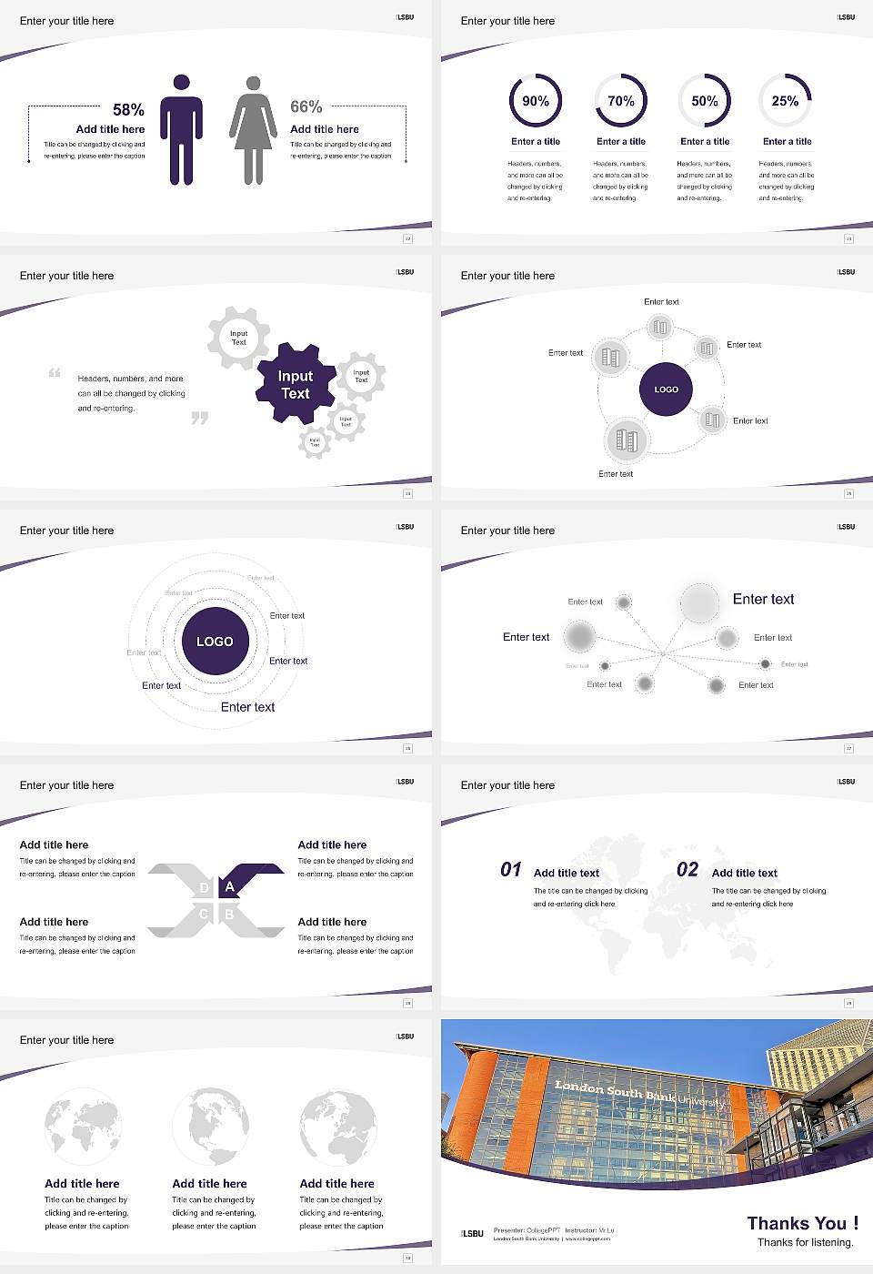 London South Bank University Course/Courseware Creation PPT Template16:9 ratio PPT effect preview image4