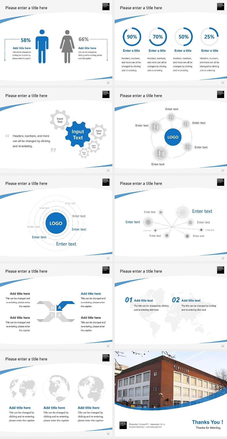 Kingston University Course/Courseware Creation PPT Template4:3 ratio PPT effect preview image4