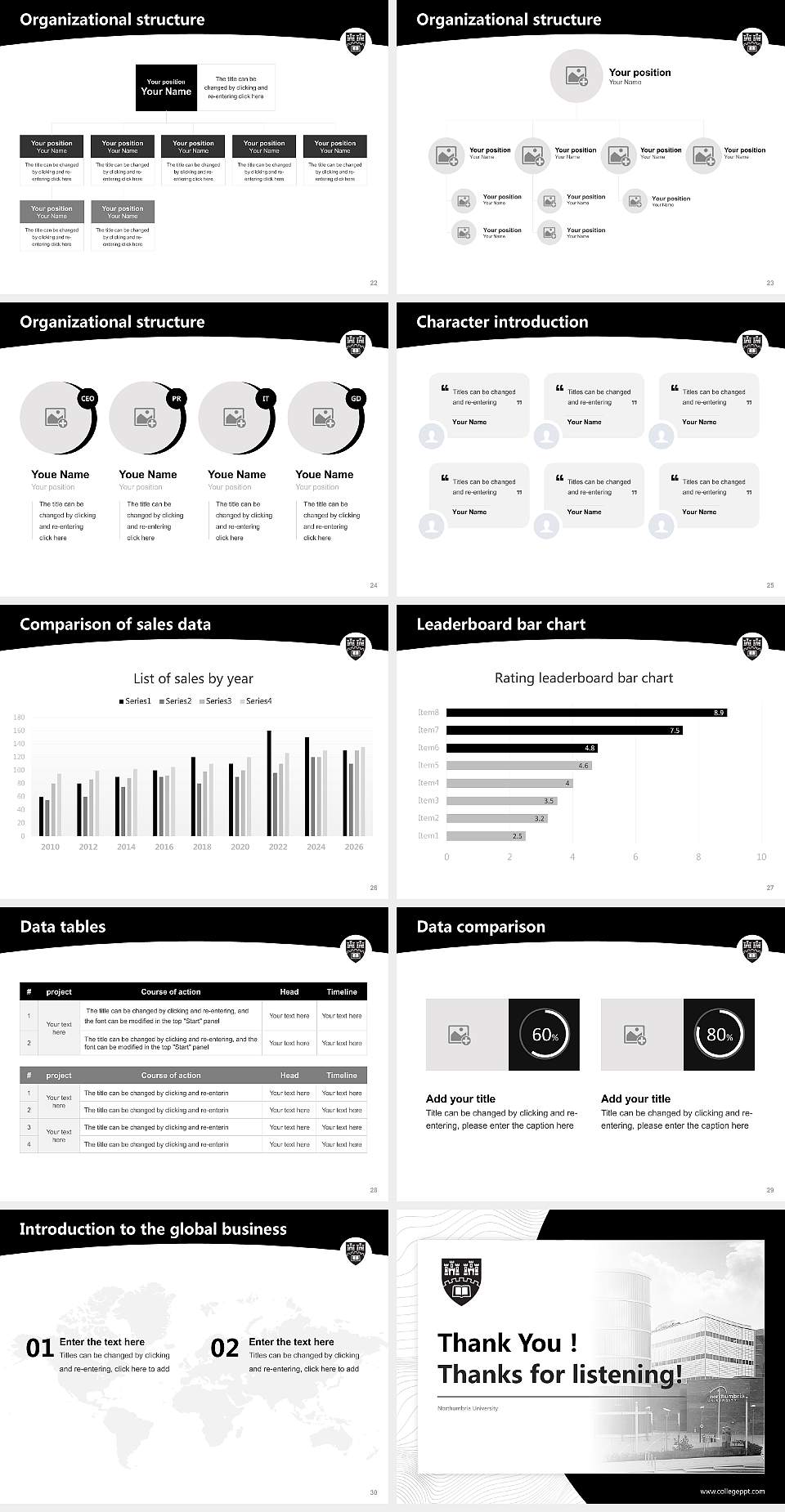 Northumbria University Academic Presentation/Research Findings Report PPT Template4:3 ratio PPT effect preview image4