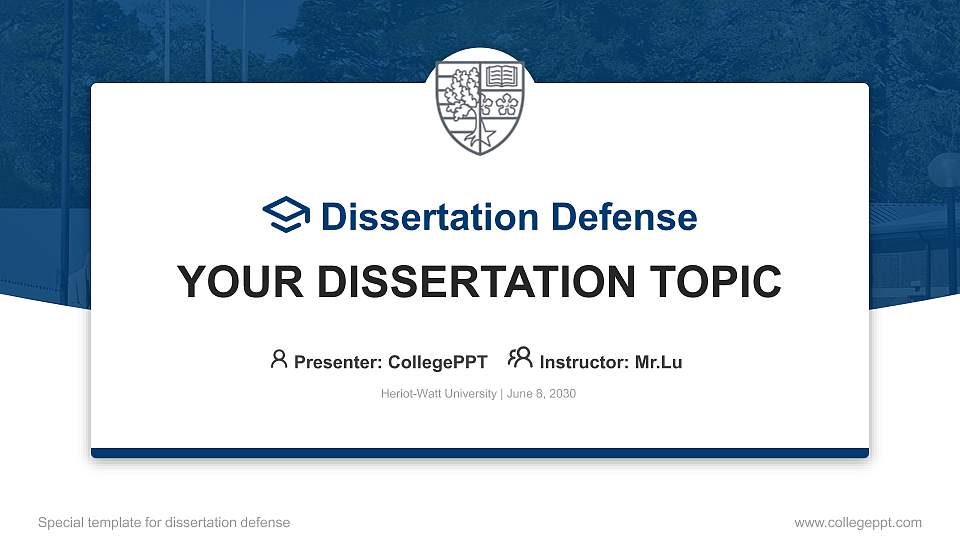 Heriot-Watt University Graduation Thesis Defense PPT Template16:9 ratio PPT effect preview image