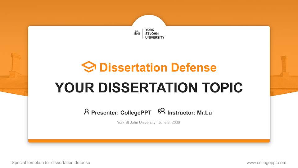 York St John University Graduation Thesis Defense PPT Template16:9 ratio PPT effect preview image