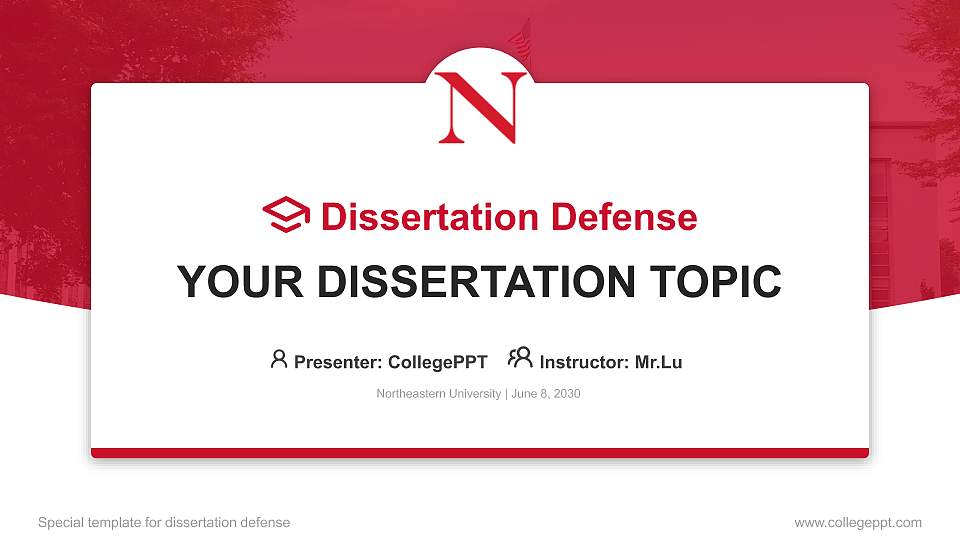 Northeastern University Graduation Thesis Defense PPT Template16:9 ratio PPT effect preview image1