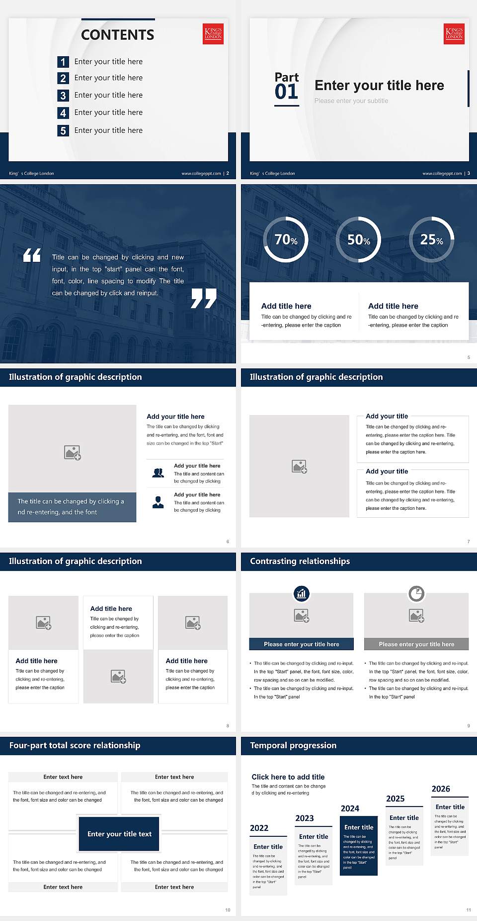 King’s College London Thesis Proposal/Graduation Defense PPT Template4:3 ratio PPT effect preview image2