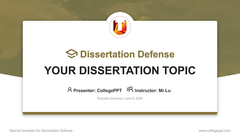 Teesside University Graduation Thesis Defense PPT Template16:9 ratio PPT effect preview image