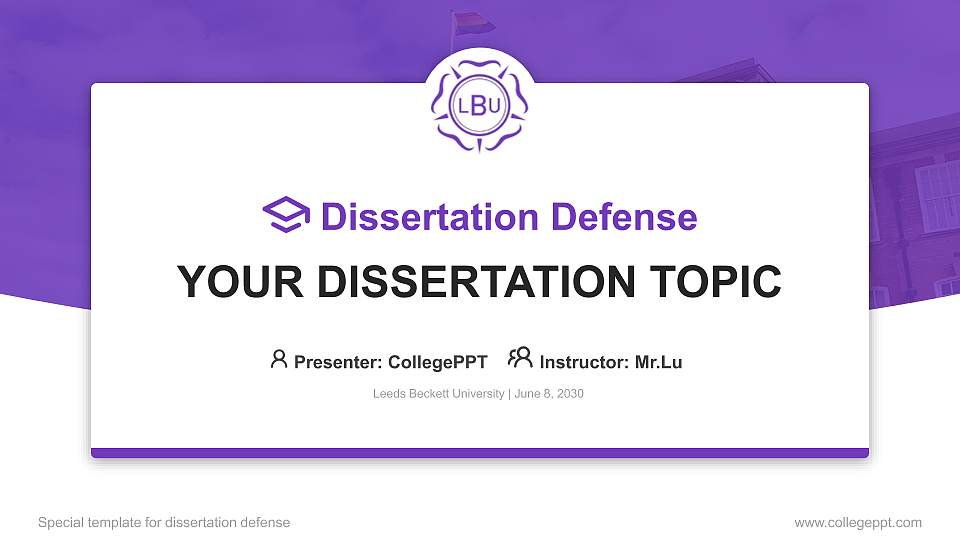 Leeds Beckett University Graduation Thesis Defense PPT Template16:9 ratio PPT effect preview image