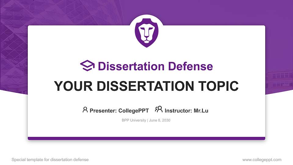 BPP University Graduation Thesis Defense PPT Template16:9 ratio PPT effect preview image