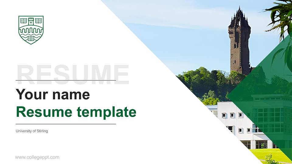 University of Stirling Resume PPT Template16:9 ratio PPT effect preview image