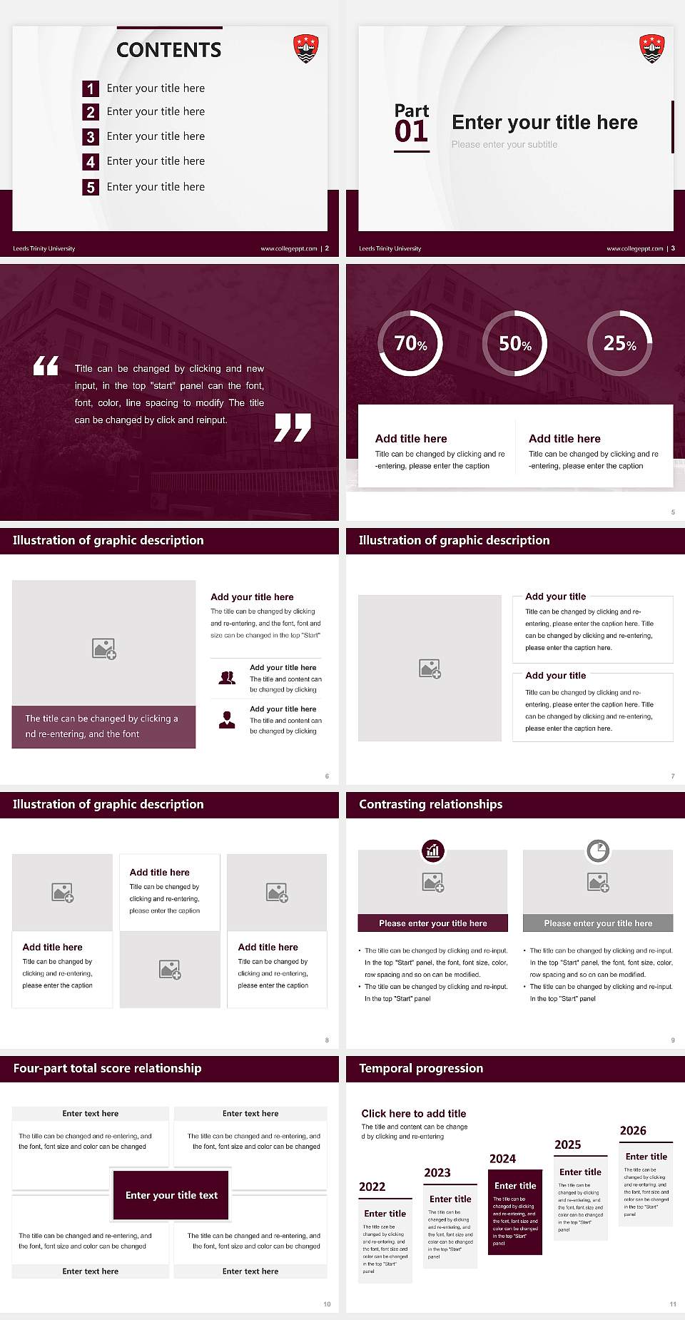 Leeds Trinity University Thesis Proposal/Graduation Defense PPT Template4:3 ratio PPT effect preview image2