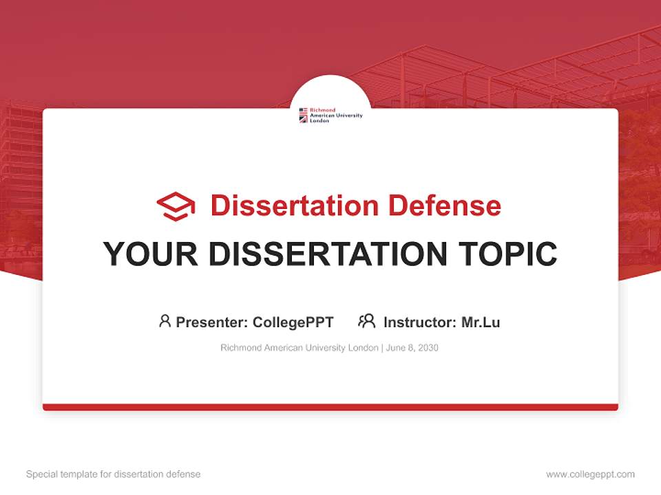 Richmond American University London Graduation Thesis Defense PPT Template4:3 ratio PPT effect preview image7