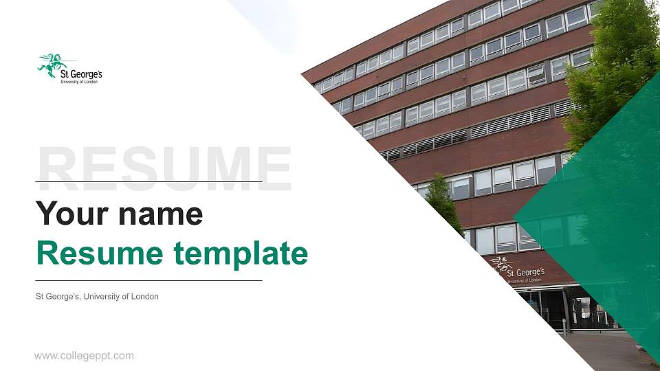 St George’s, University of London Resume PPT Template16:9 ratio PPT effect preview image