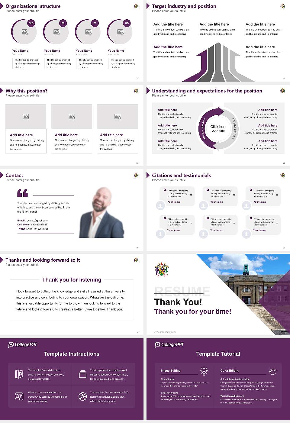 Edge Hill University Resume PPT Template16:9 ratio PPT effect preview image4
