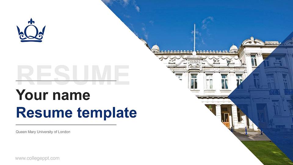 Queen Mary University of London Resume PPT Template16:9 ratio PPT effect preview image
