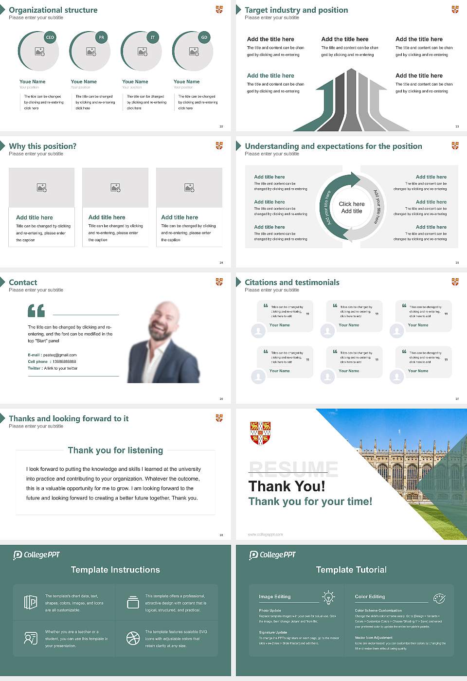 University of Cambridge Resume PPT Template16:9 ratio PPT effect preview image4