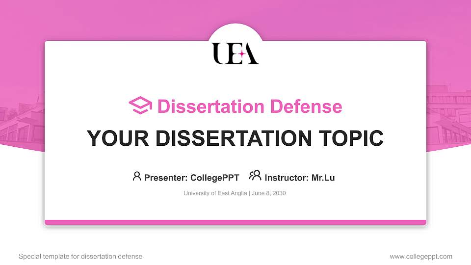 University of East Anglia Graduation Thesis Defense PPT Template16:9 ratio PPT effect preview image